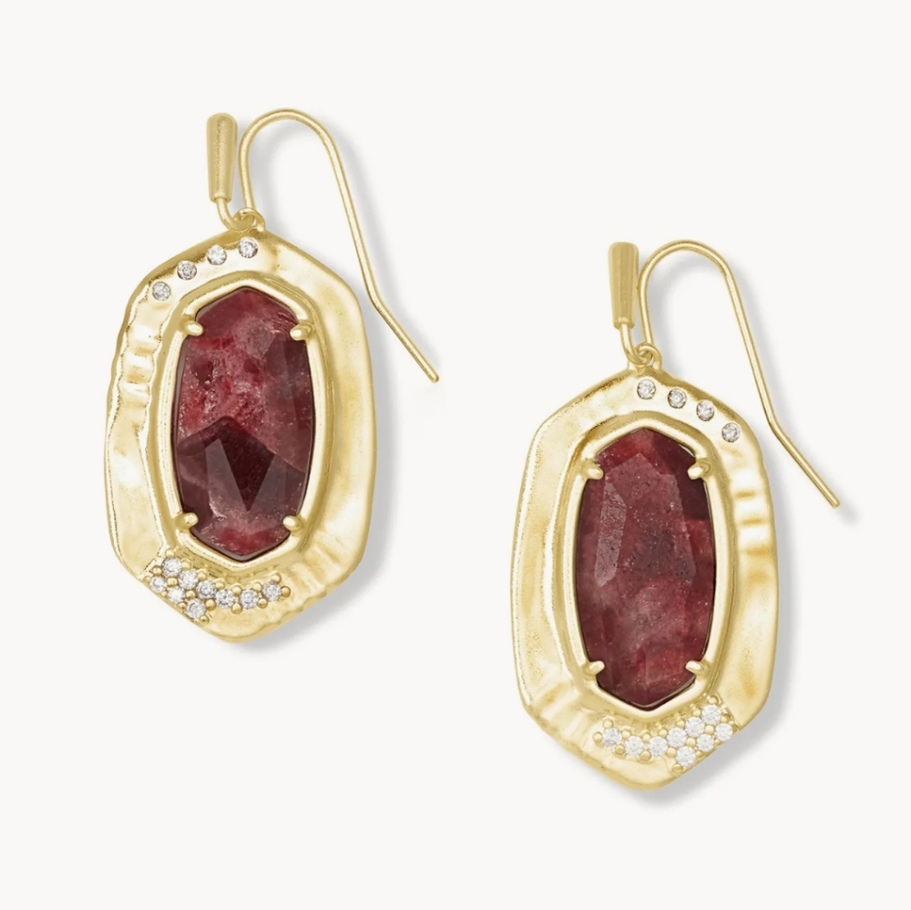 Kendra Scott Anna Maroon Jade Drop Earrings NWT